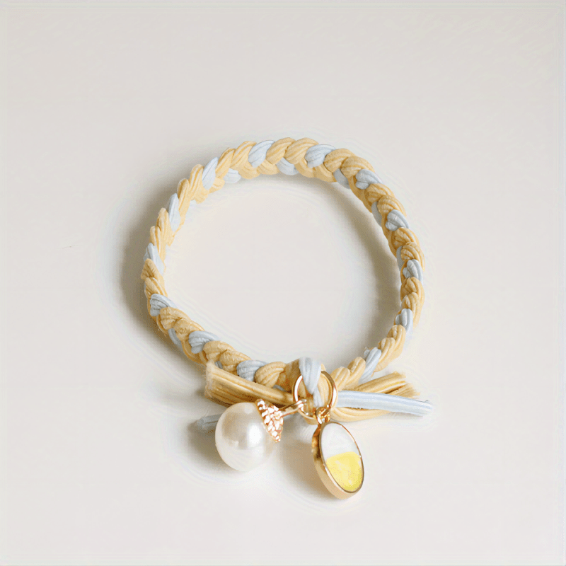 Faux Pearl Decor Hair Tie Braided Hair Ring Hair Rope High Elasticity