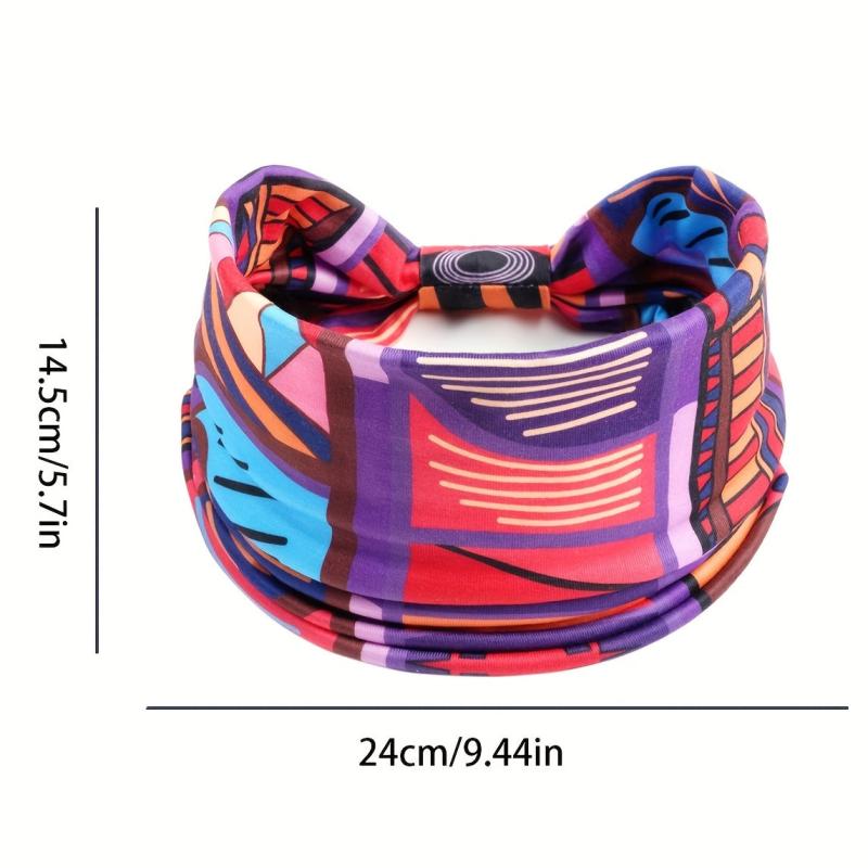 Vintage Wide Headband Boho Style Elastic Hair Band Knotted Bandana Hair Accessor