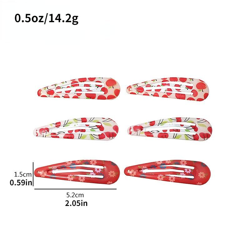 6pcs Cherry Floral Printed Hair Clips for Girls