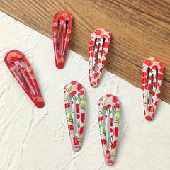 6pcs Cherry Floral Printed Hair Clips for Girls