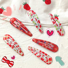 6pcs Cherry Floral Printed Hair Clips for Girls