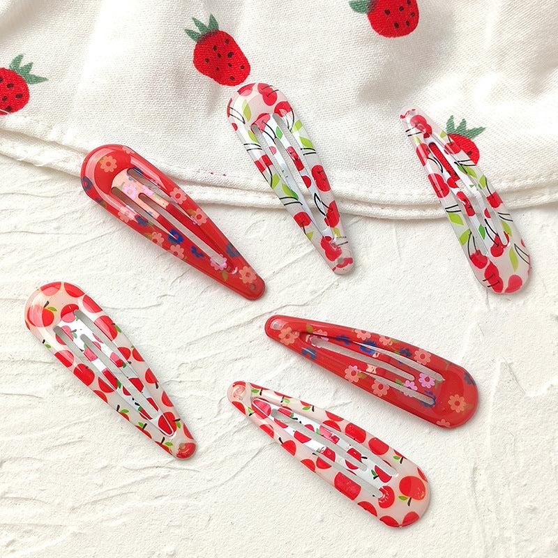 6pcs Cherry Floral Printed Hair Clips for Girls