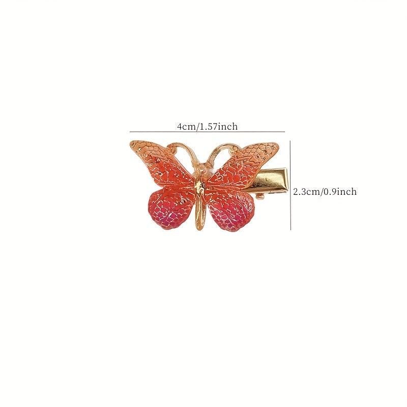 3pcs Gradient Butterfly Hair Clips Acrylic Side Clips Insect Headwear