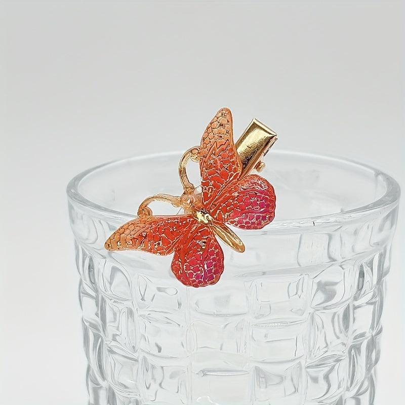 3pcs Gradient Butterfly Hair Clips Acrylic Side Clips Insect Headwear