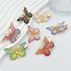 3pcs Gradient Butterfly Hair Clips Acrylic Side Clips Insect Headwear