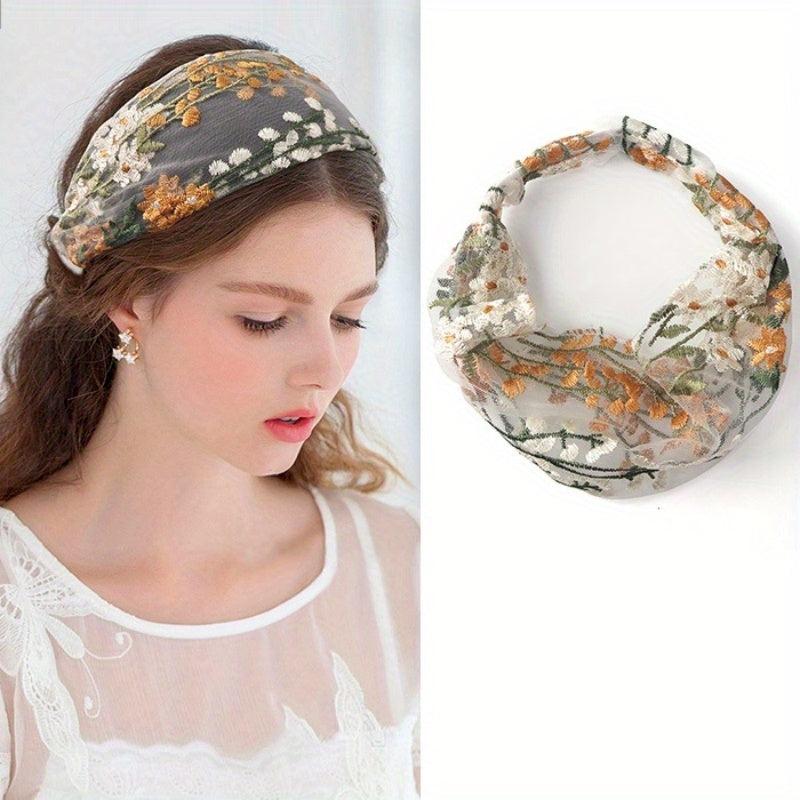 Flower Pattern Headband Wide Lace Hair Band Hair Accessories