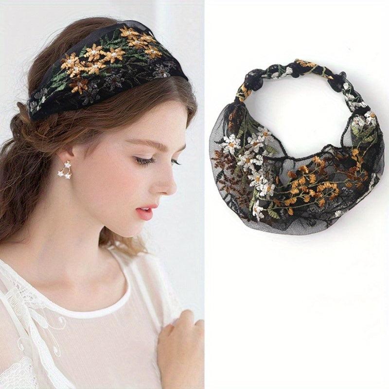 Flower Pattern Headband Wide Lace Hair Band Hair Accessories
