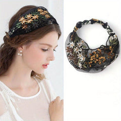 Flower Pattern Headband Wide Lace Hair Band Hair Accessories