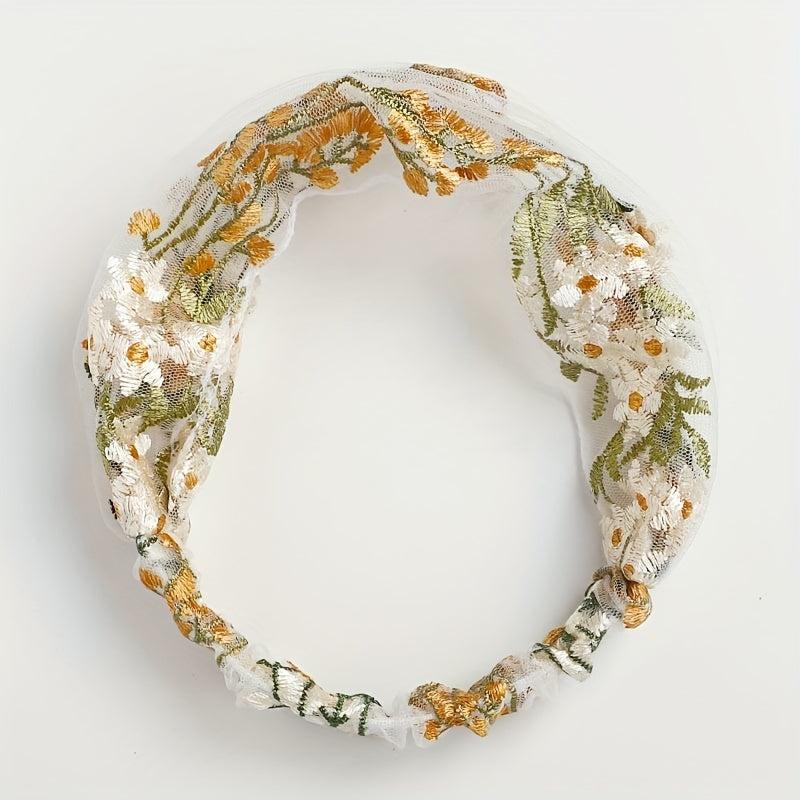 Flower Pattern Headband Wide Lace Hair Band Hair Accessories