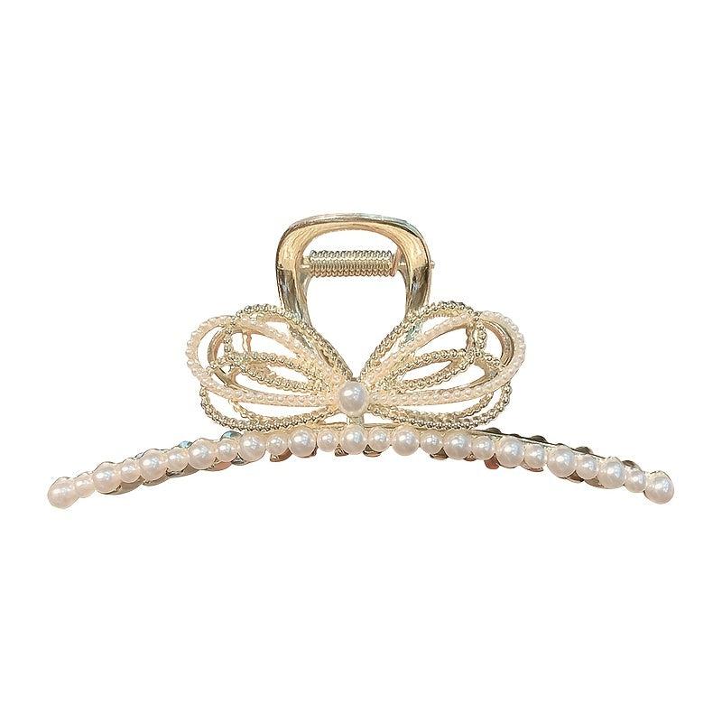 Pearls Hair Claw Bowknot Thick Hair Clip Large Nonslip Hair Styling Accessories