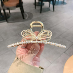 Pearls Hair Claw Bowknot Thick Hair Clip Large Nonslip Hair Styling Accessories