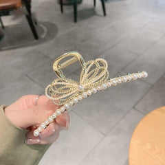 Pearls Hair Claw Bowknot Thick Hair Clip Large Nonslip Hair Styling Accessories