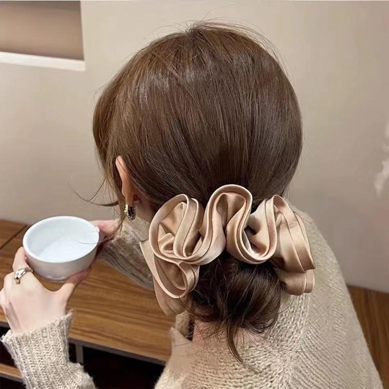 Large Ruffles Scrunchies Elastic Ponytail Holder Hair Accessorie