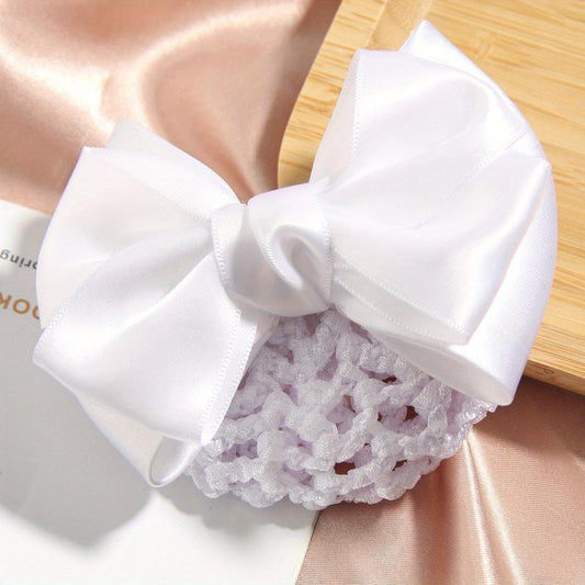 Bowknot Snood Barrette Back Head Hair Clip Bun Ponytail Vintage Hair Clip