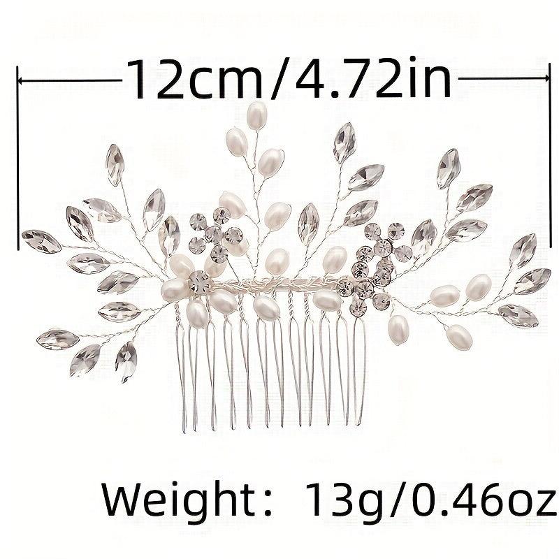Crystal Flower Bridal Hair Comb with Silver Accents