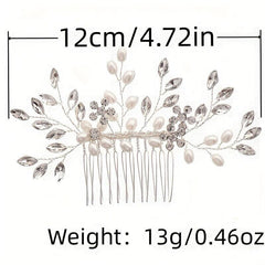 Crystal Flower Bridal Hair Comb with Silver Accents