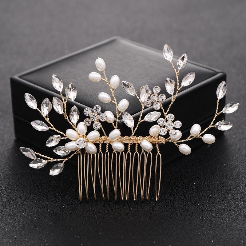 Crystal Flower Bridal Hair Comb with Silver Accents