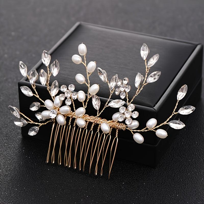 Crystal Flower Bridal Hair Comb with Silver Accents