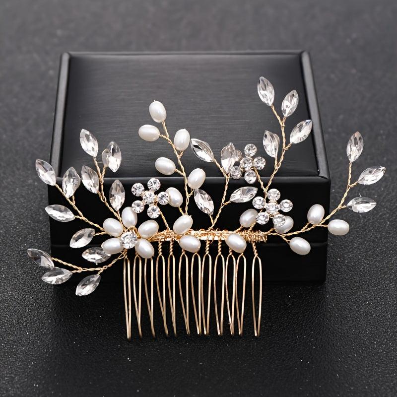 Crystal Flower Bridal Hair Comb with Silver Accents