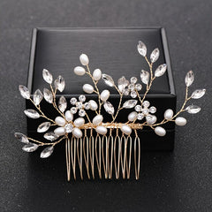 Crystal Flower Bridal Hair Comb with Silver Accents