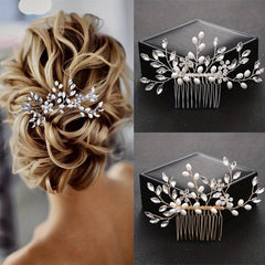 Crystal Flower Bridal Hair Comb with Silver Accents