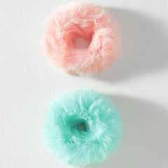 2pcs Pom Pom Hair Tie Fuzzy Scrunchies Faux Rabbit Fur Elastic Hair Bobbles