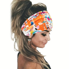 Tie Dye Flower Print Knot Headband Ladies Sports Fitness Yoga Headband