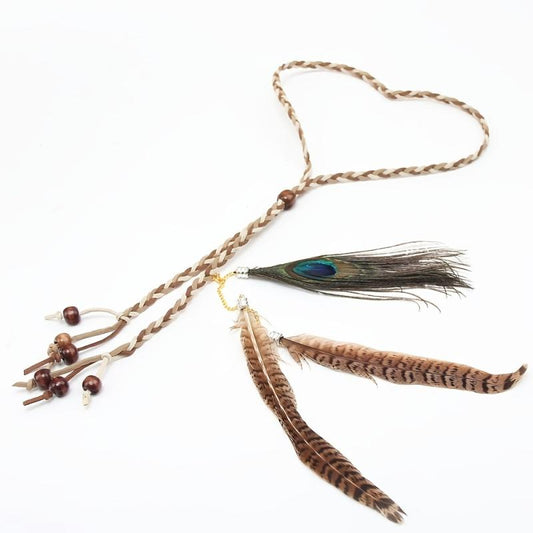 Indian Peacock Feather Headband Boho Hairband Headdress