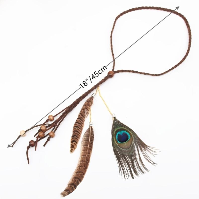 Indian Peacock Feather Headband Boho Hairband Headdress
