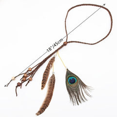 Indian Peacock Feather Headband Boho Hairband Headdress