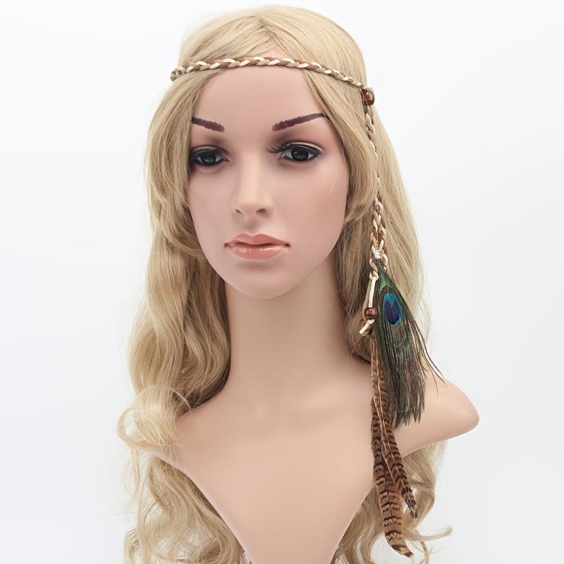 Indian Peacock Feather Headband Boho Hairband Headdress