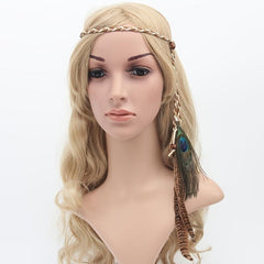 Indian Peacock Feather Headband Boho Hairband Headdress
