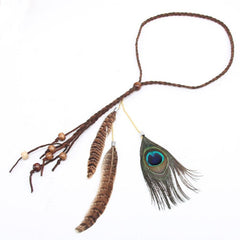 Indian Peacock Feather Headband Boho Hairband Headdress