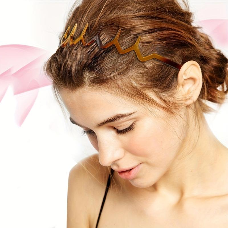 2pcs Wavy Headband Teethed Hair Band Resin Durable Headdress for Skincare