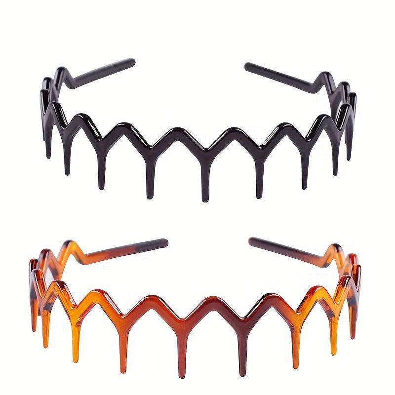 2pcs Wavy Headband Teethed Hair Band Resin Durable Headdress for Skincare