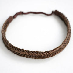 Synthetic Wig Fish Strand Braid Headband Light Brown Hair