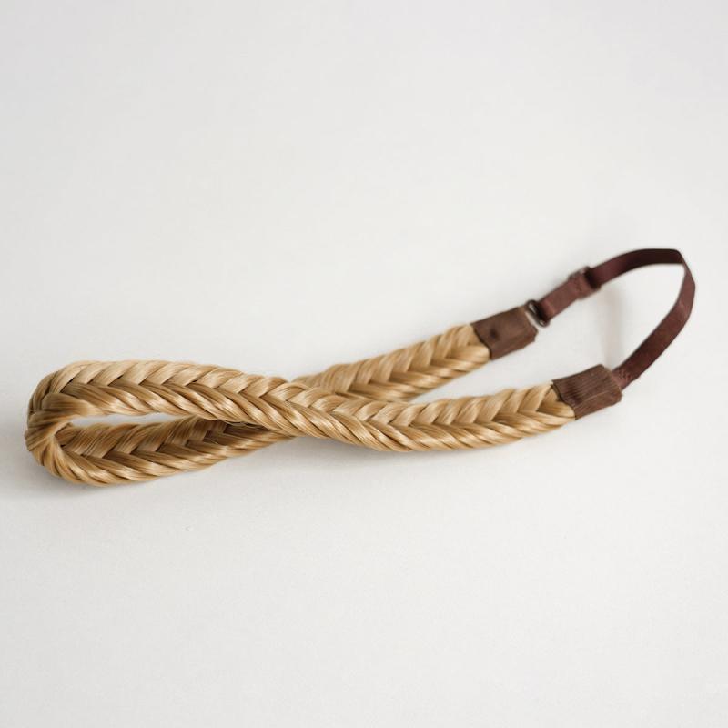 Synthetic Wig Fish Strand Braid Headband Light Brown Hair