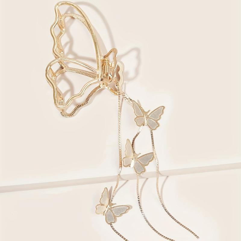 Golden Tassel Hair Claw Accessory for Women Girls