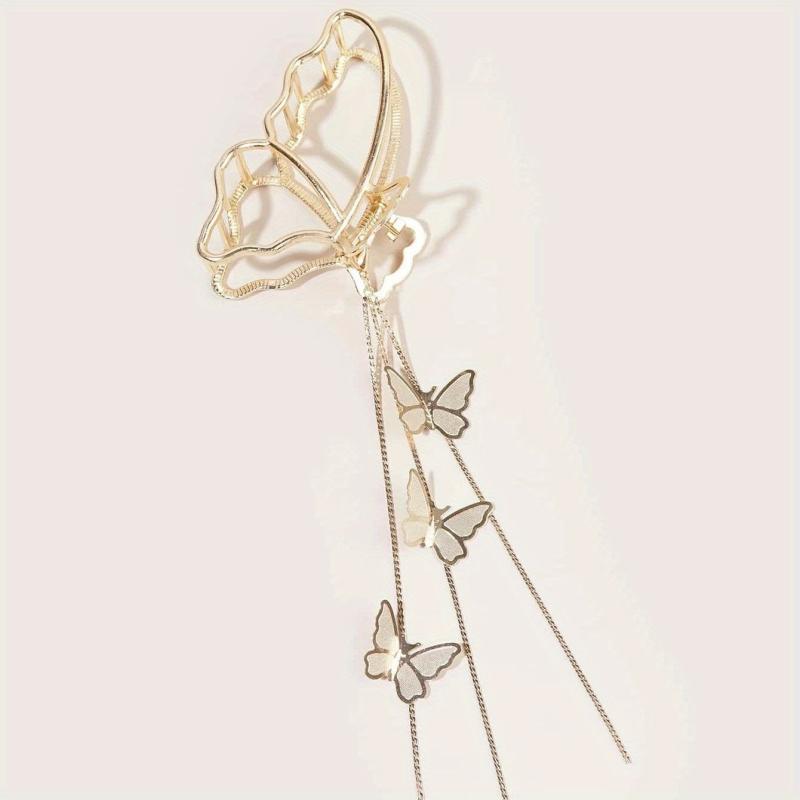 Golden Tassel Hair Claw Accessory for Women Girls