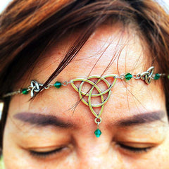 Gothic Irish Knot Head Piece Crystal Magic Wizard Rune Symbol Hair Accessory