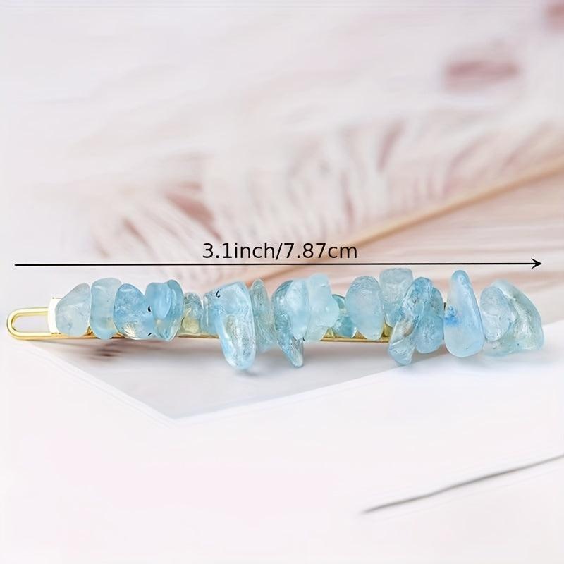 Natural Crystal Small Stone Hair Clip for Women