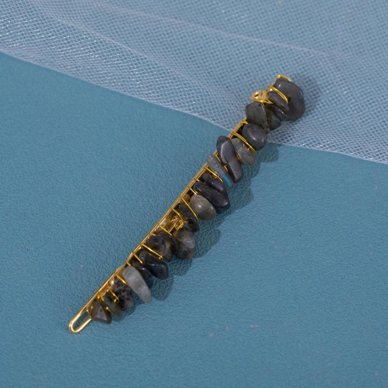 Natural Crystal Small Stone Hair Clip for Women