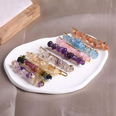 Natural Crystal Small Stone Hair Clip for Women