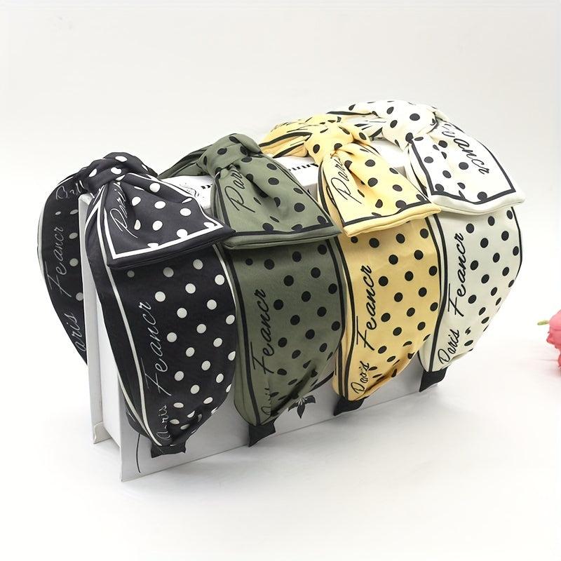 Polka Dot Bow Knot Hair Hoop Vintage Headband Block Hair Accessory