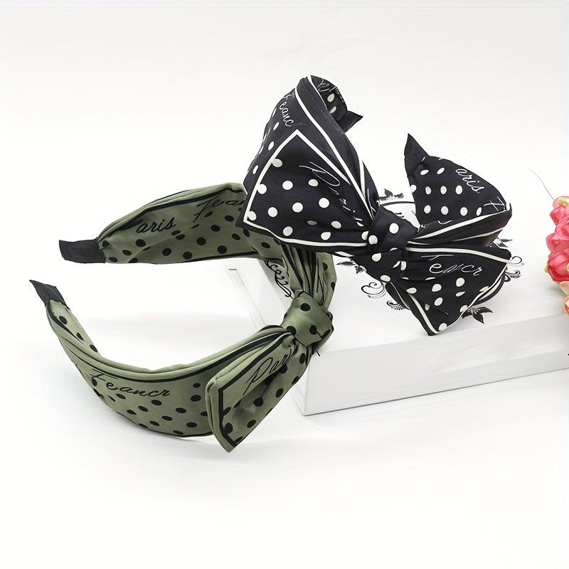 Polka Dot Bow Knot Hair Hoop Vintage Headband Block Hair Accessory