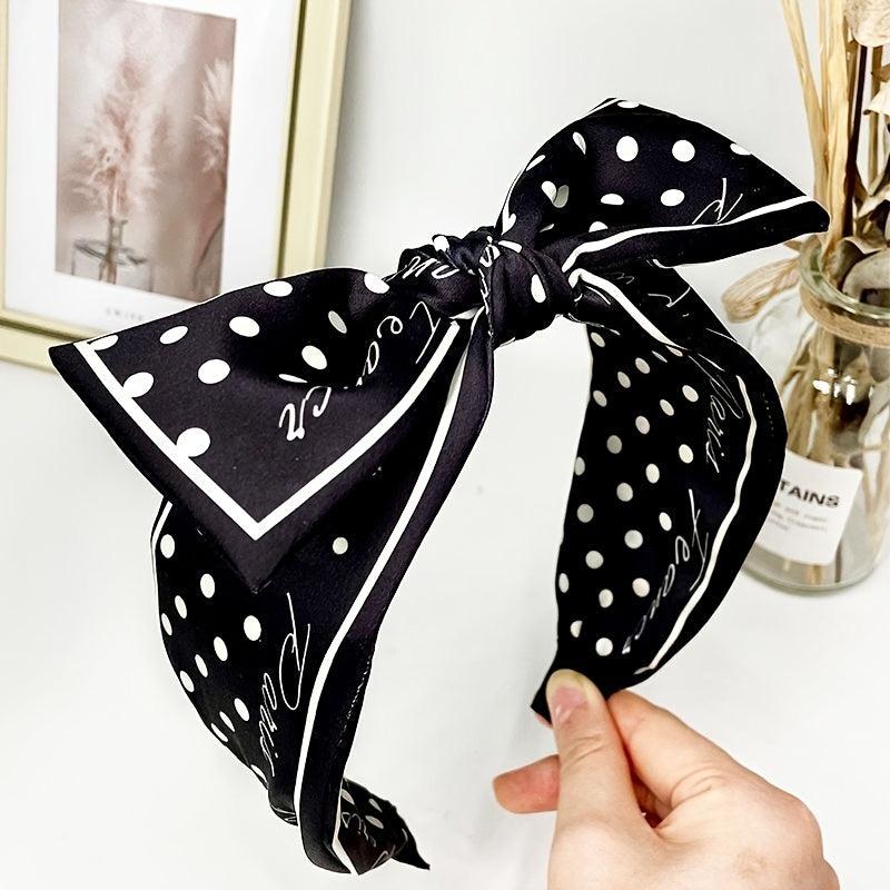 Polka Dot Bow Knot Hair Hoop Vintage Headband Block Hair Accessory