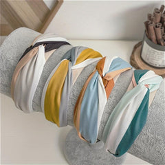Block Fabric Knotted Hairband Retro Headband Hair Accessories