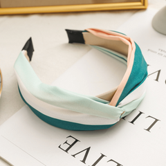 Block Fabric Knotted Hairband Retro Headband Hair Accessories