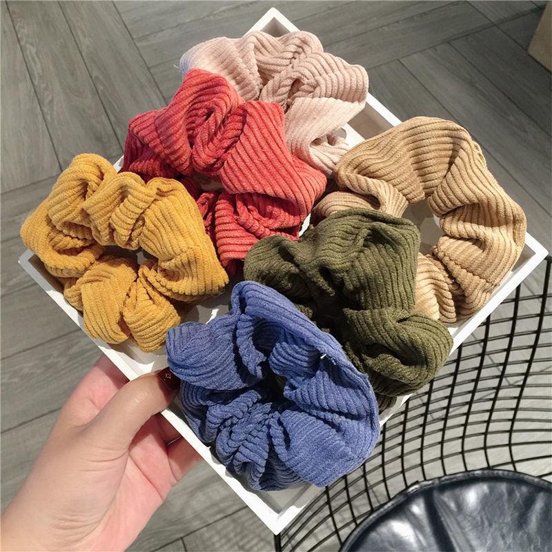 3PCS Corduroy Hair Scrunchie Set Elastic Hair Bands