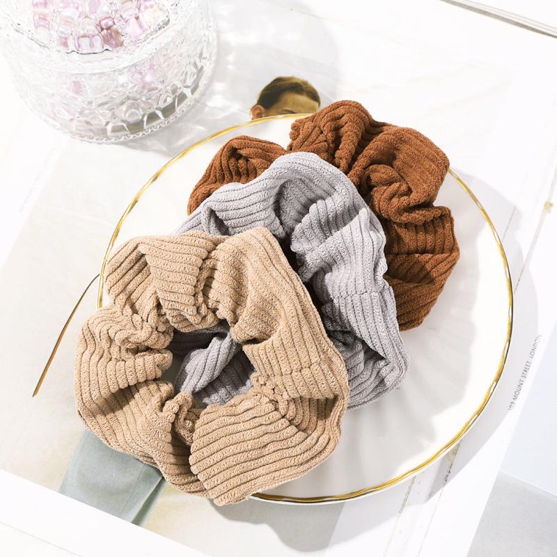 3PCS Corduroy Hair Scrunchie Set Elastic Hair Bands